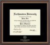 Northwestern University Wildcats Black Matted Williamsburg Diploma Frame With Gold Accent & Gold Embossed Northwestern University Seal Design
