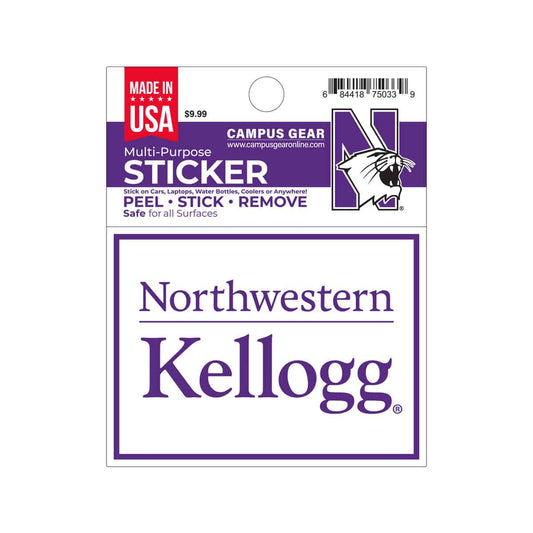 Northwestern University Wildcats Full Color Outside Application 4"X3" Rectangular Multi-Purpose Sticker Design #20 Kellogg