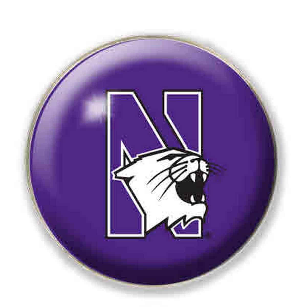 Northwestern University Wildcats 1.35" Purple Dome Fridge Magnet with Multicolor N-Cat Design
