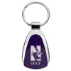 Northwestern University Wildcats Laser Engraved Purple Teardrop Key Chain with Mascot & Golf Design