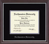 Northwestern University Wildcats Double Matted Devonshire Diploma Frame With Silver Accent & Silver Embossed Northwestern University Design With Main Matt In Black