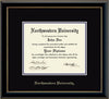 Northwestern University Wildcats Double Matted Black Diploma Frame With Gold Accent & Gold Embossed Northwestern University Design With Main Matt In Black