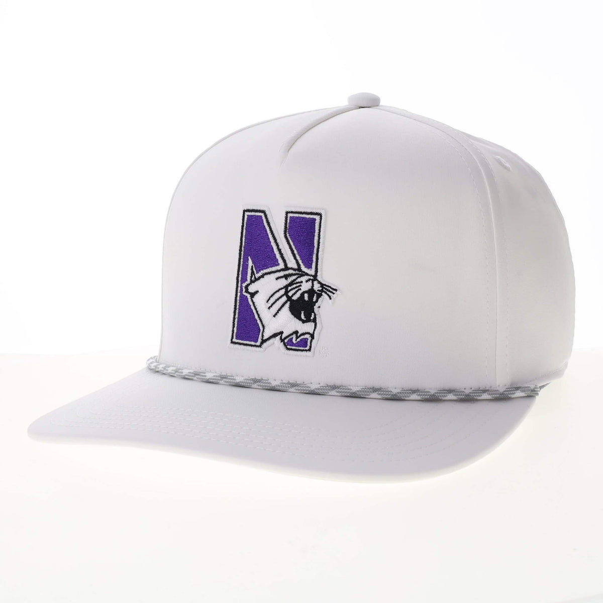 Northwestern University Wildcats Constructed Adjustable White Caddy Hat with N-Cat Design