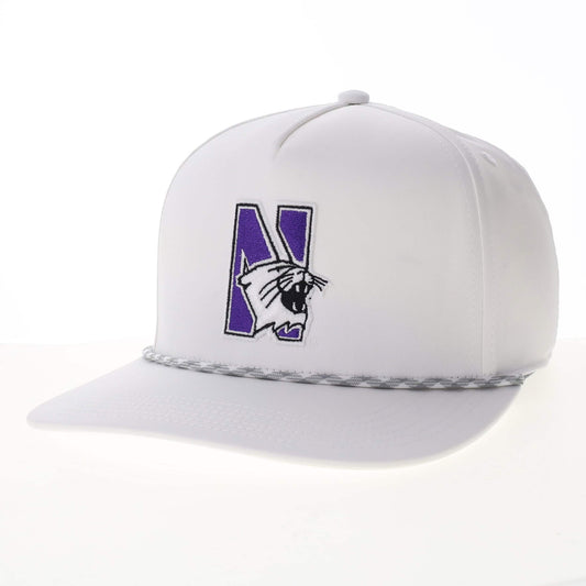 Northwestern University Wildcats Constructed Adjustable White Caddy Hat with N-Cat Design