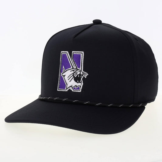 Northwestern University Wildcats Constructed Adjustable Black Caddy Hat with N-Cat Design