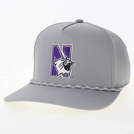 Northwestern University Wildcats Constructed Adjustable Grey Caddy Hat with N-Cat Design