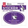 Northwestern University Wildcats Full Color Outside Application 3"X5" Oval Multi-Purpose Sticker Design #21 N-Cat