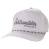 Northwestern University Wildcats Constructed Adjustable White Caddy Hat with Script Northwestern Wildcats Design in Grey