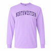 Northwestern University Wildcats Men's MV Lilac-Lavender Classic Long Sleeve Tee with Two Color Arch Design