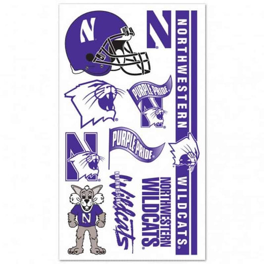 Northwestern Wildcats Gang Sheet of Temporary Tattoos
