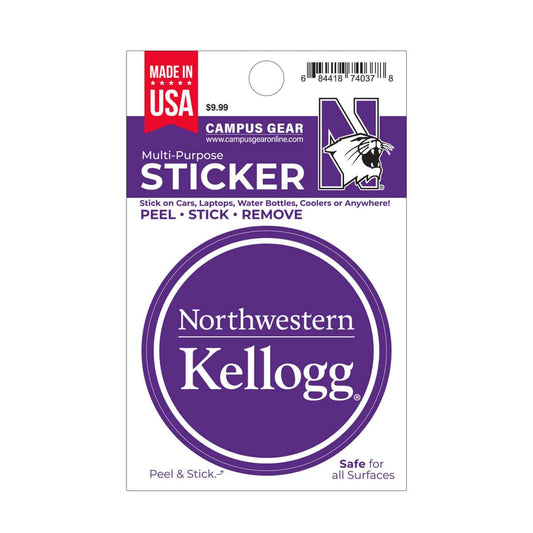 Northwestern University Wildcats Full Color Outside Application 3" Circular Multi-Purpose Sticker Design #24 Kellogg