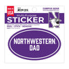Northwestern University Wildcats Full Color Outside Application 3"X5" Oval Multi-Purpose Sticker Design #25 Dad