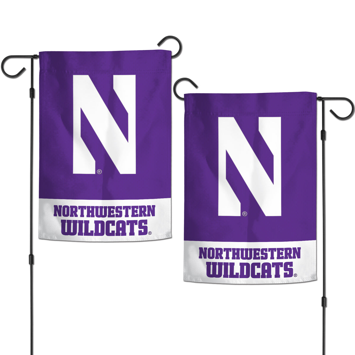 Northwestern University Wildcats 12.5"X18" Applique Garden Flag with N-Cat Design & Northwestern Wildcats