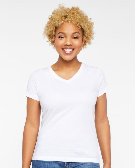 Northwestern I Kellogg Women's MV LAT Fine Jersey Natural Heather V-Neck Tee Shirt