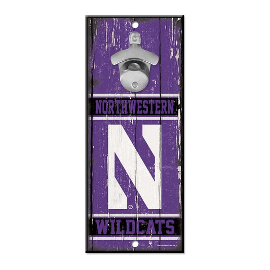 Northwestern University Wildcats Bottle Opener Wood Sign 5"X11"
