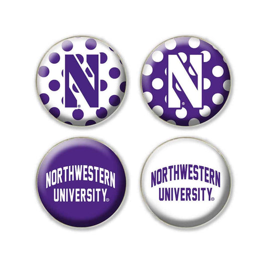 Northwestern University Wildcats 1.35" Dome Fridge Magnet set of Four Combo Pack #6