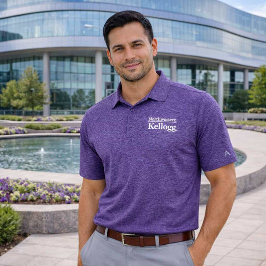 Northwestern I Kellogg Antigua Men's PAR3 Purple Heather Polo Shirt