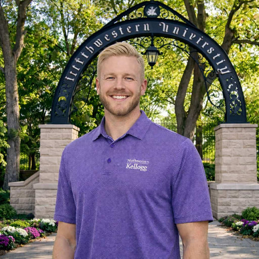 Northwestern I Kellogg Antigua Men's Rings Purple/White Polo Shirt