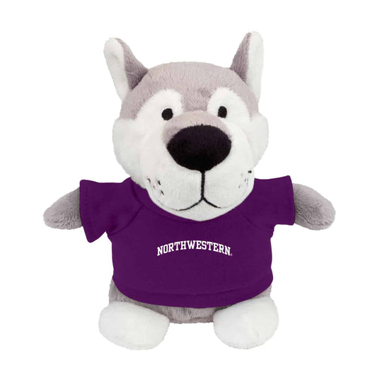 Northwestern University Wildcats Bean Bag Buddy Wildcat Wearing a Purple Northwestern Tee Shirt