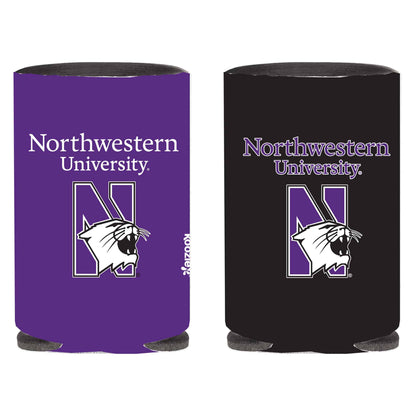 Northwestern University Wildcats Full Color Two Sided Print Collapsible Koozie Can Cooler with Northwestern University Over N-Cat Design
