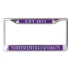 Northwestern Wildcats Chrome License Plate Frame with Purple Laser Cut EST. 1851/Northwestern University Inserts