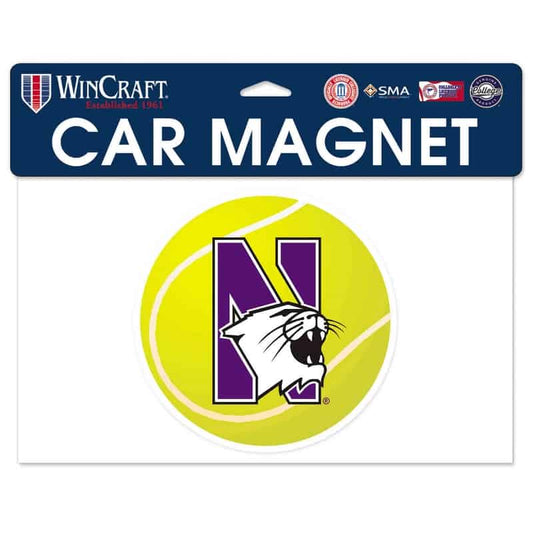 Northwestern Wildcats Flexible Magnet with N-Cat Printed on a Multicolor Image of a Tennis Ball 6.1" x 6.1"