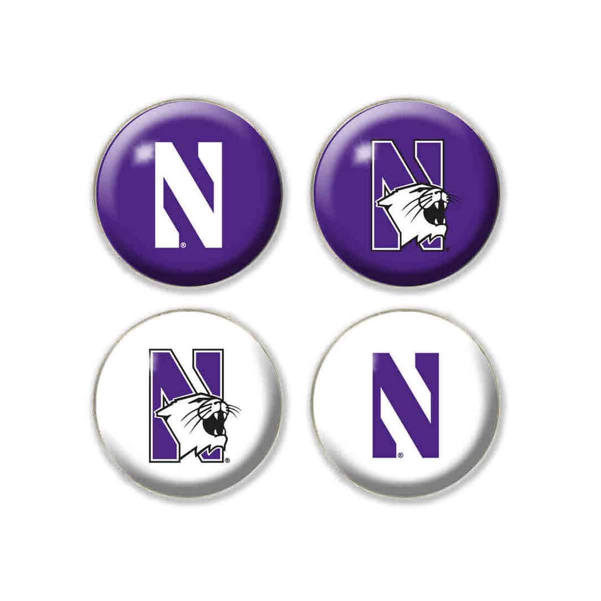 Northwestern University Wildcats 1.35" Dome Fridge Magnet set of Four Combo Pack #10