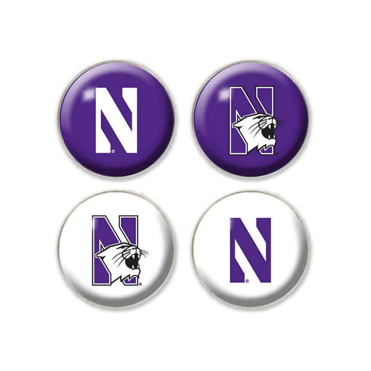 Northwestern University Wildcats 1.35" Dome Fridge Magnet set of Four Combo Pack #10