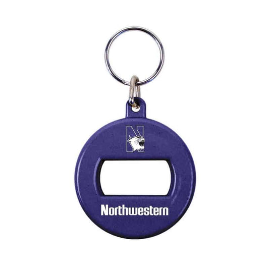 Northwestern University Wildcats Purple Round Opener Key Chain with N-Cat Design