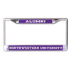 Northwestern Wildcats Chrome License Plate Frame with Purple Laser Cut Alumni/Northwestern University Inserts