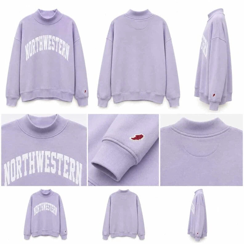 Northwestern University Wildcats Women's League Lilac Diana Mock Neck Sweatshirt