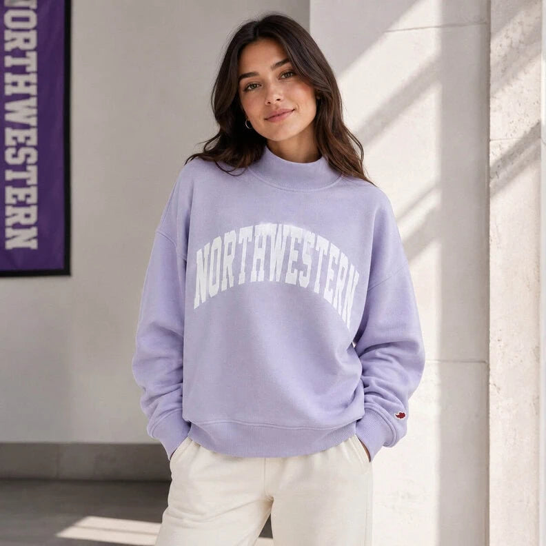 Northwestern University Wildcats Women's League Lilac Diana Mock Neck Sweatshirt