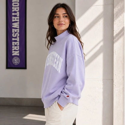 Northwestern University Wildcats Women's League Lilac Diana Mock Neck Sweatshirt