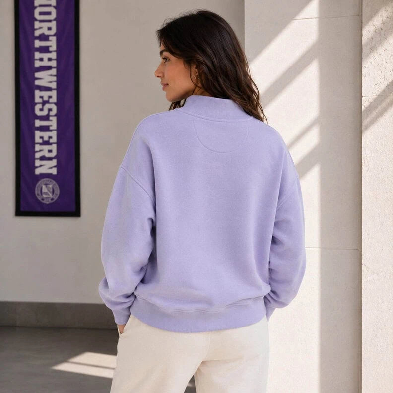 Northwestern University Wildcats Women's League Lilac Diana Mock Neck Sweatshirt