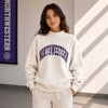 Northwestern University Wildcats Women’s League Oatmeal Heather Diana Mock Neck Sweatshirt