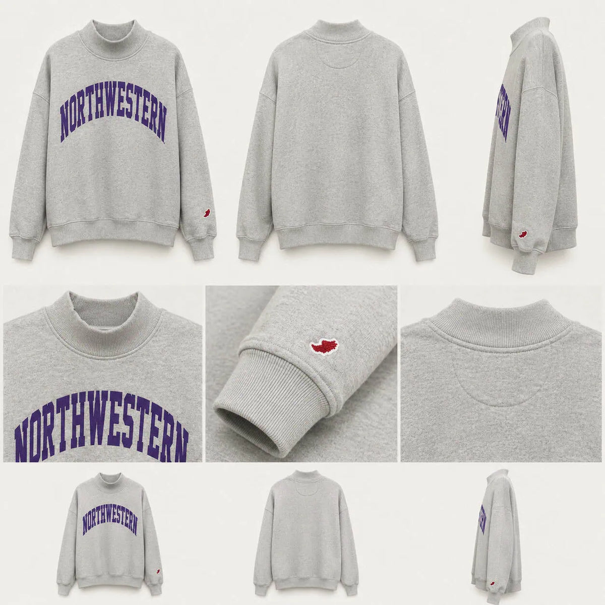 Northwestern University Wildcats Women's League Steel Grey Diana Mock Neck Sweatshirt