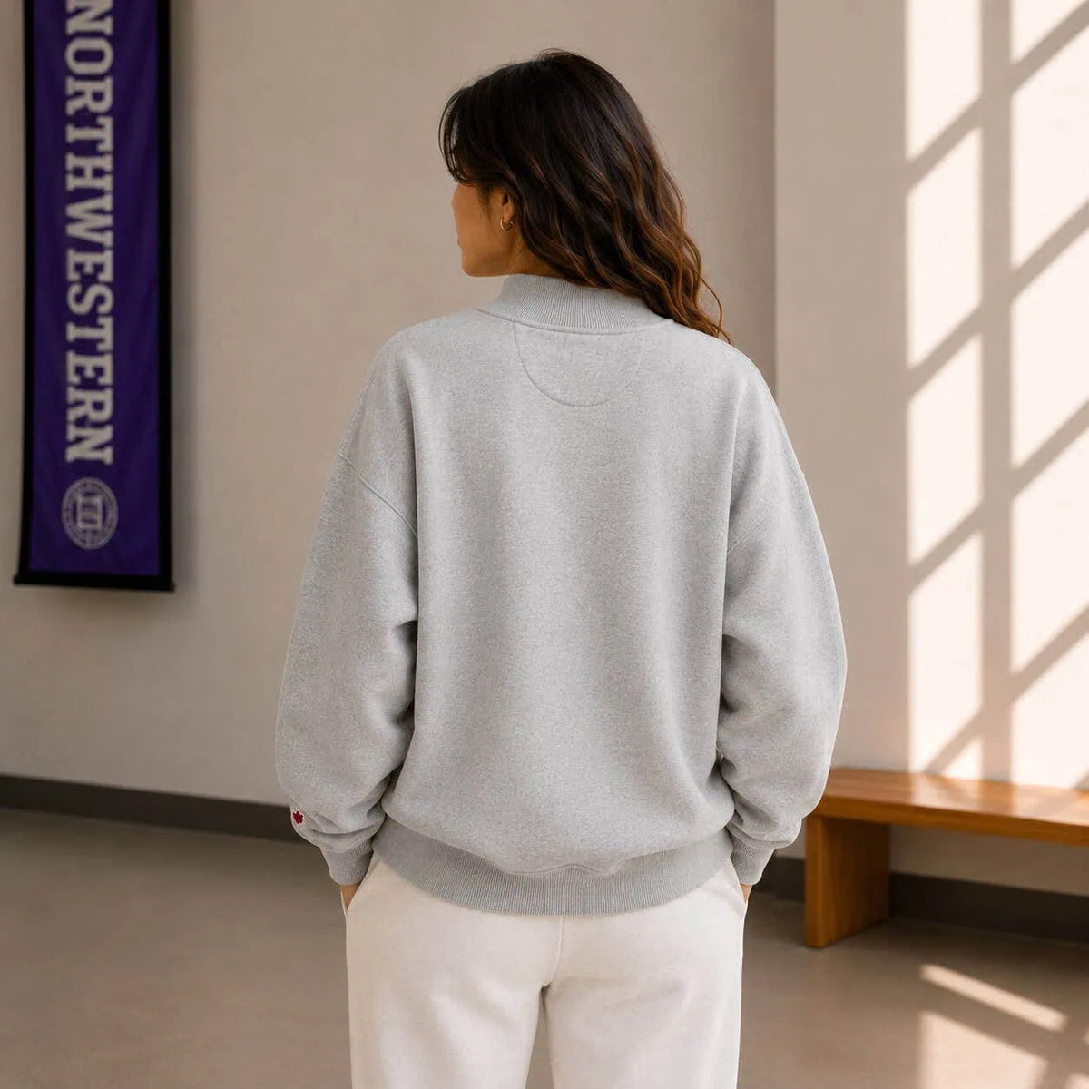 Northwestern University Wildcats Women's League Steel Grey Diana Mock Neck Sweatshirt