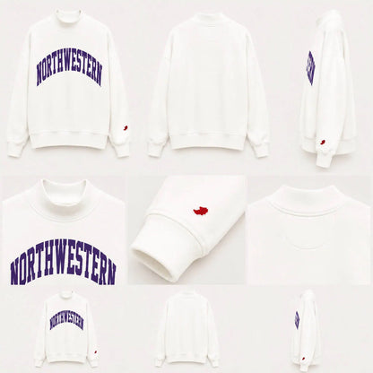 Northwestern University Wildcats Women's League White Diana Mock Neck Sweatshirt