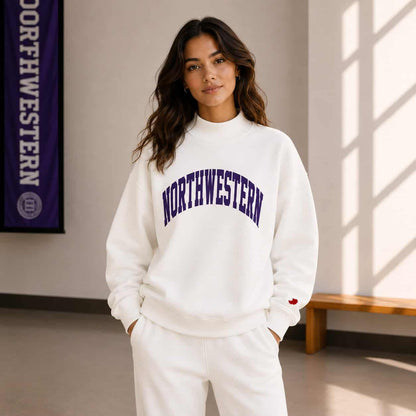 Northwestern University Wildcats Women's League White Diana Mock Neck Sweatshirt