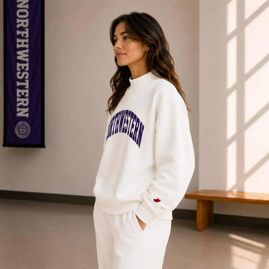 Northwestern University Wildcats Women's League White Diana Mock Neck Sweatshirt