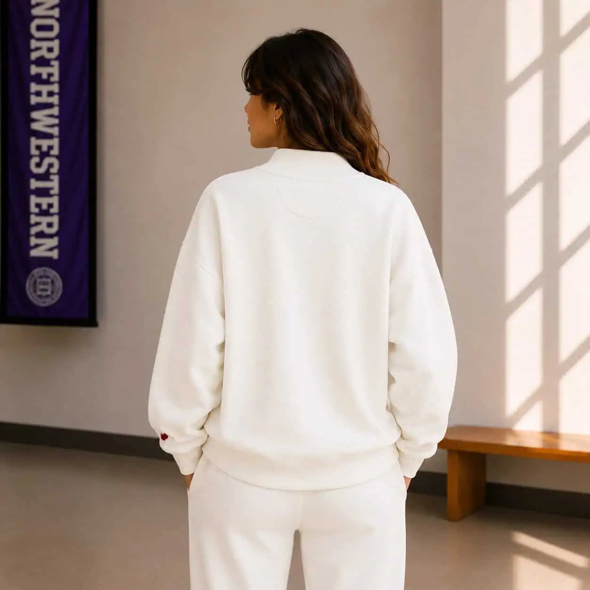 Northwestern University Wildcats Women's League White Diana Mock Neck Sweatshirt