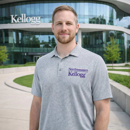 Northwestern I Kellogg Antigua Men's Scheme Skyscraper Heather Polo Shirt