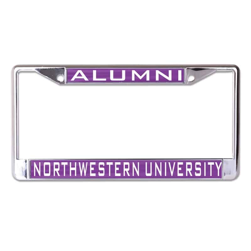 Northwestern University Wildcats Chrome License Plate Frame with Laser Cut Acrylic Purple Alumni Northwestern University Insert