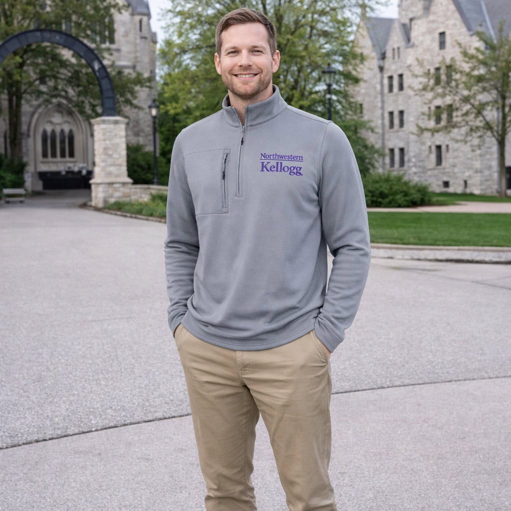 Northwestern I Kellogg Antigua Men's Skyscraper Insider 1/4 Zip Pullover