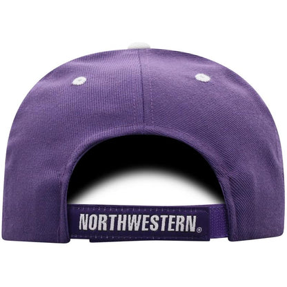 Northwestern University Wildcats Purple Adjustable Velcroback Hat with Stars & Stripes Stylized N Design-Back