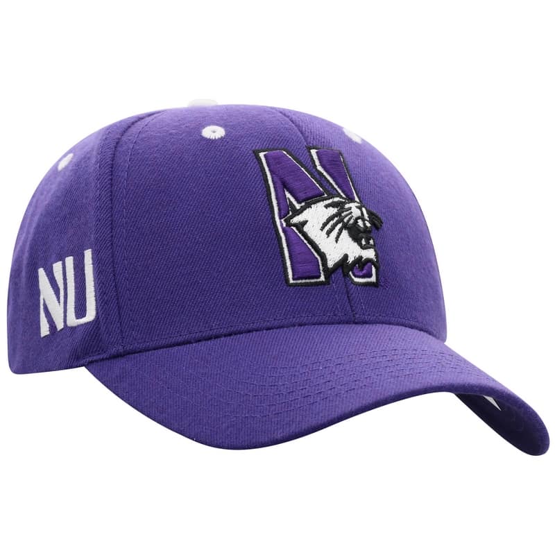 Northwestern University Wildcats Top Of The World Constructed Purple Velcroback Hat with The N-Cat Design