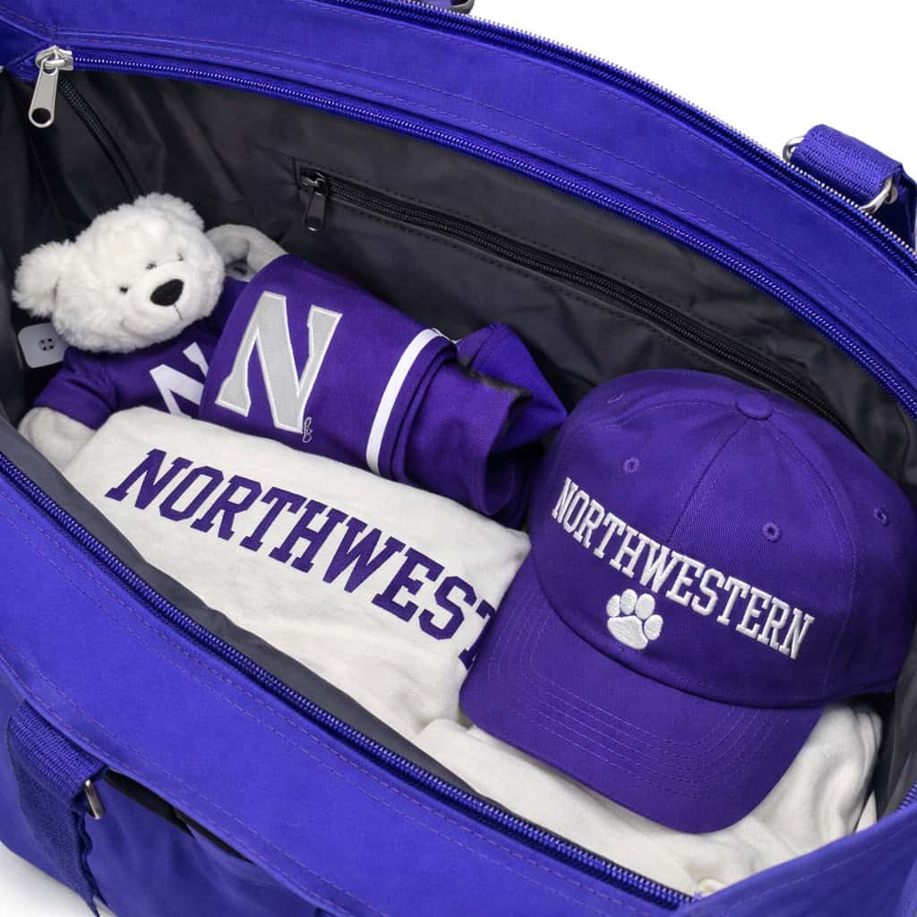 Northwestern University Wildcats  Zippered Tote Bag with Embroidered Seal Design