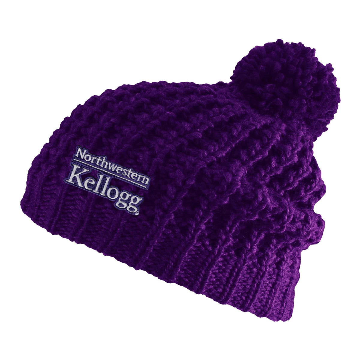 Northwestern I Kellogg Jamie Chunky Knit Purple Knit Hat with Pom
