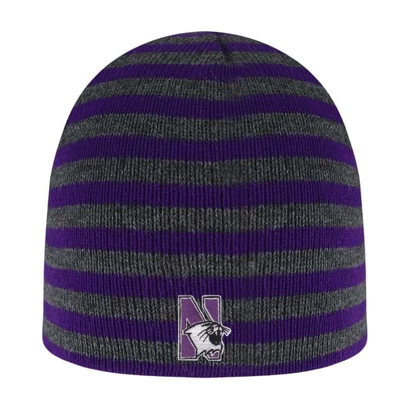 Northwestern University Wildcats Adult Purple/Charcoal Blizzard Micro Stripped Knit Beanie