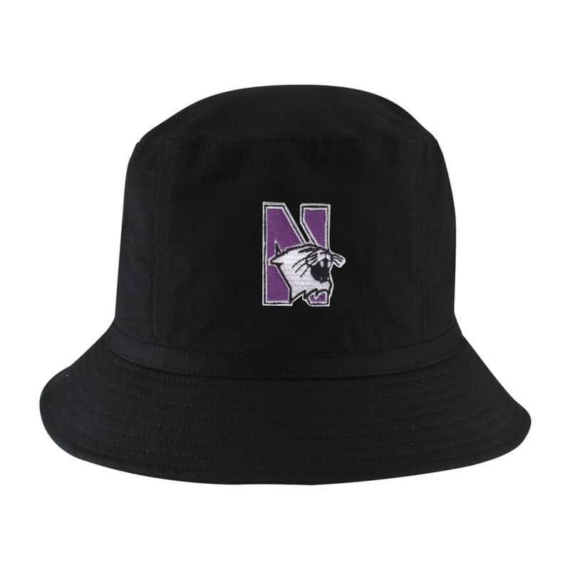 Northwestern University Wildcats Black Floppy/Bucket Hat with N-Cat Design